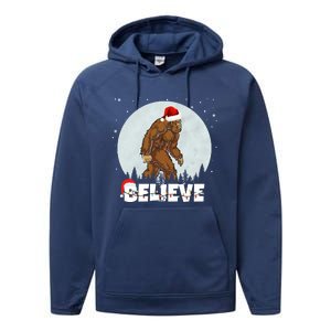 Believe Christmas Bigfoot Holiday Performance Fleece Hoodie