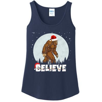 Believe Christmas Bigfoot Holiday Ladies Essential Tank