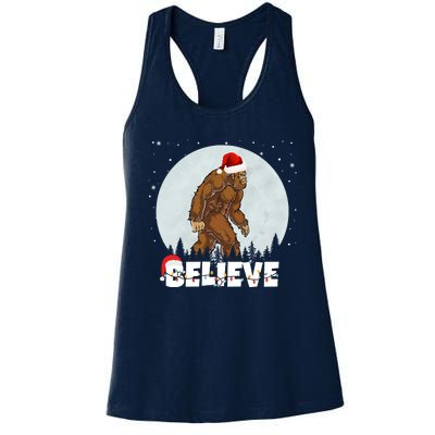 Believe Christmas Bigfoot Holiday Women's Racerback Tank