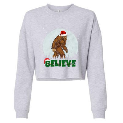 Believe Christmas Bigfoot Holiday Cropped Pullover Crew