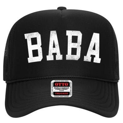 Baba Classic Bold Font FatherS Day Baba High Crown Mesh Back Trucker Hat