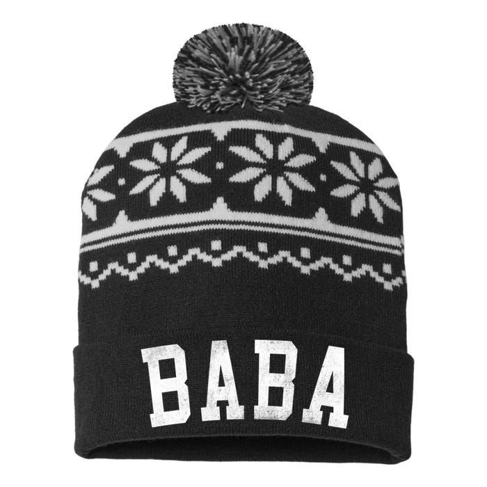 Baba Classic Bold Font FatherS Day Baba USA-Made Snowflake Beanie