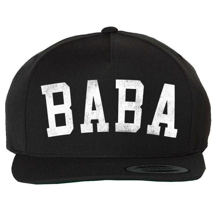 Baba Classic Bold Font FatherS Day Baba Wool Snapback Cap