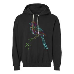 Birdwatcher Colourful Bird Watching Parrot Budgie Garment-Dyed Fleece Hoodie