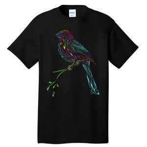 Birdwatcher Colourful Bird Watching Parrot Budgie Tall T-Shirt