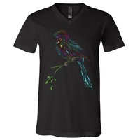 Birdwatcher Colourful Bird Watching Parrot Budgie V-Neck T-Shirt