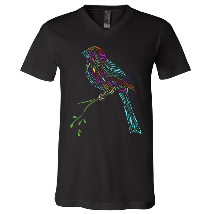 Birdwatcher Colourful Bird Watching Parrot Budgie V-Neck T-Shirt