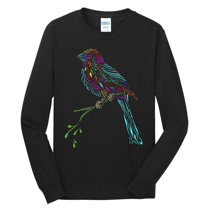 Birdwatcher Colourful Bird Watching Parrot Budgie Tall Long Sleeve T-Shirt