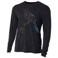 Birdwatcher Colourful Bird Watching Parrot Budgie Cooling Performance Long Sleeve Crew