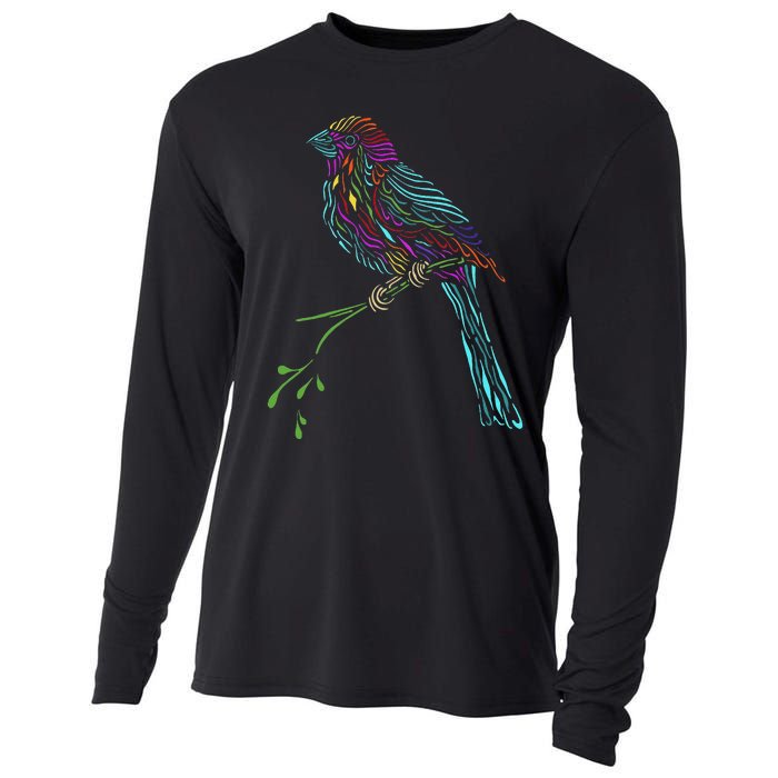 Birdwatcher Colourful Bird Watching Parrot Budgie Cooling Performance Long Sleeve Crew