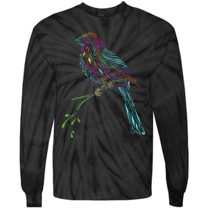 Birdwatcher Colourful Bird Watching Parrot Budgie Tie-Dye Long Sleeve Shirt