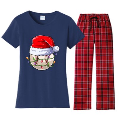 Baseball Christmas Boy Christmas Light Women's Flannel Pajama Set