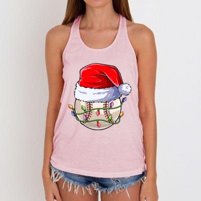 Baseball Christmas Boy Christmas Light Women's Knotted Racerback Tank