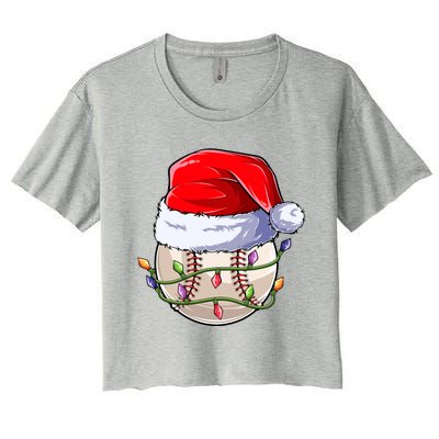 Baseball Christmas Boy Christmas Light Women's Crop Top Tee