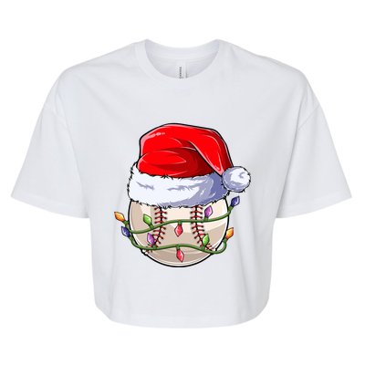 Baseball Christmas Boy Christmas Light Bella+Canvas Jersey Crop Tee