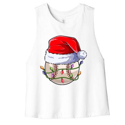 Baseball Christmas Boy Christmas Light Women's Racerback Cropped Tank