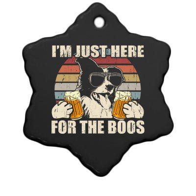 Border Collie Beer Im Just Here For The Boos Funny Meaningful Gift Ceramic Star Ornament