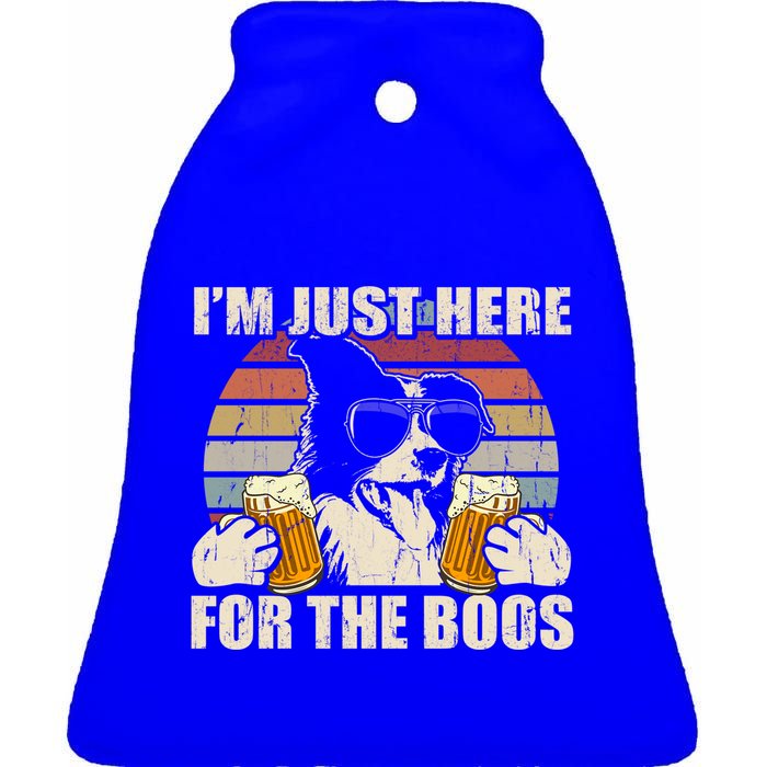 Border Collie Beer Im Just Here For The Boos Funny Meaningful Gift Ceramic Bell Ornament