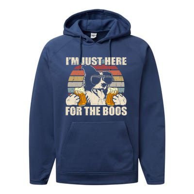 Border Collie Beer Im Just Here For The Boos Funny Meaningful Gift Performance Fleece Hoodie