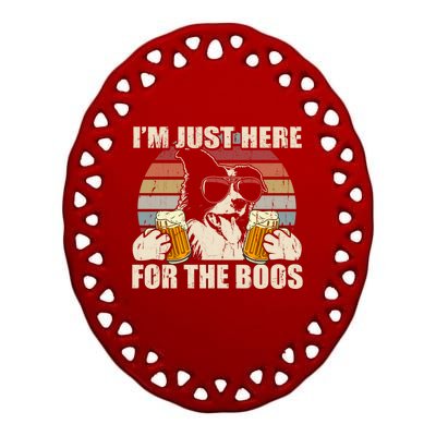 Border Collie Beer Im Just Here For The Boos Funny Meaningful Gift Ceramic Oval Ornament