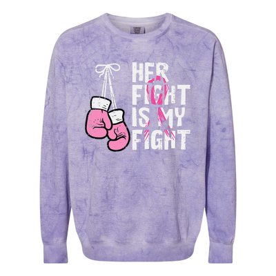 Breast Cancer Boxing Gloves Her Fight My Fight Colorblast Crewneck Sweatshirt