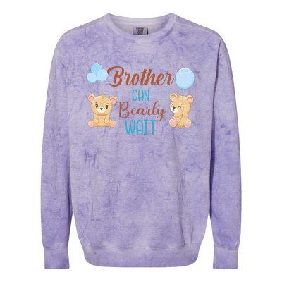 Brother Can Bearly Wait Bear Gender Neutral Boy Baby Shower Colorblast Crewneck Sweatshirt