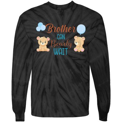 Brother Can Bearly Wait Bear Gender Neutral Boy Baby Shower Tie-Dye Long Sleeve Shirt