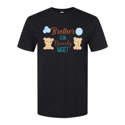 Brother Can Bearly Wait Bear Gender Neutral Boy Baby Shower Softstyle® CVC T-Shirt