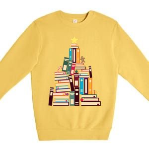 Booklovers Christmas Book Tree Gift Premium Crewneck Sweatshirt