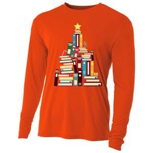 Booklovers Christmas Book Tree Gift Cooling Performance Long Sleeve Crew