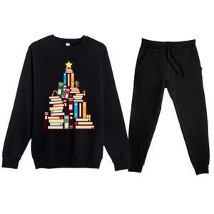 Booklovers Christmas Book Tree Gift Premium Crewneck Sweatsuit Set