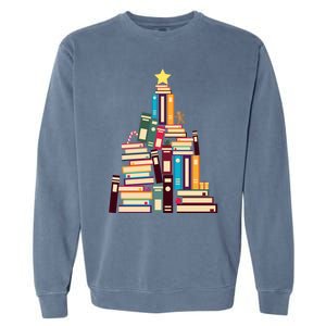 Booklovers Christmas Book Tree Gift Garment-Dyed Sweatshirt