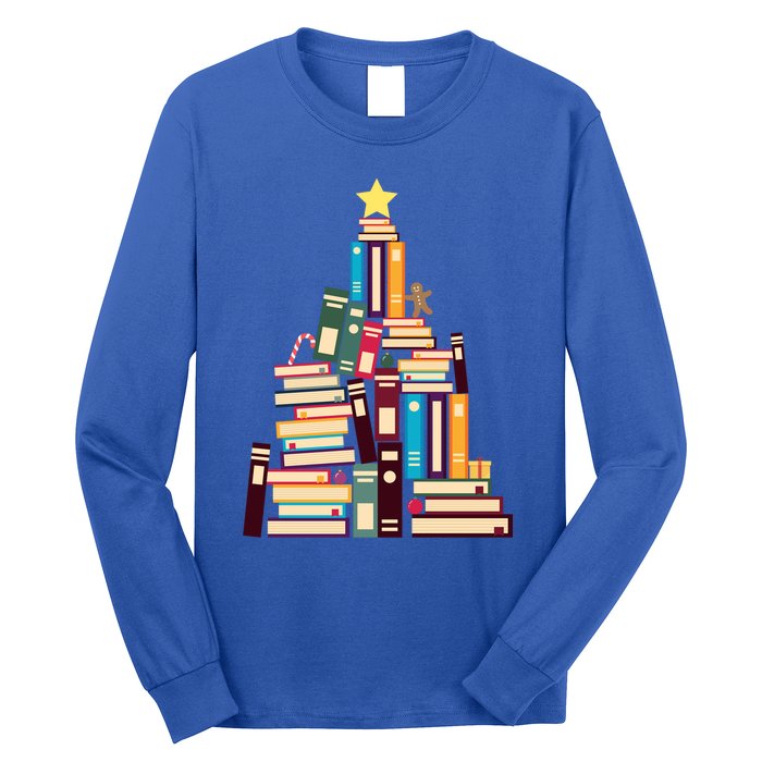 Booklovers Christmas Book Tree Gift Long Sleeve Shirt