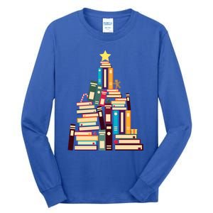 Booklovers Christmas Book Tree Gift Tall Long Sleeve T-Shirt