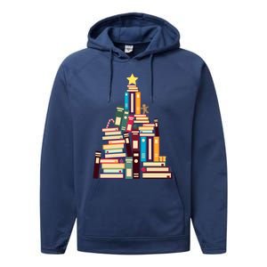 Booklovers Christmas Book Tree Gift Performance Fleece Hoodie