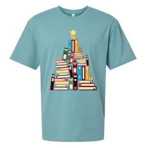 Booklovers Christmas Book Tree Gift Sueded Cloud Jersey T-Shirt