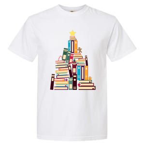 Booklovers Christmas Book Tree Gift Garment-Dyed Heavyweight T-Shirt