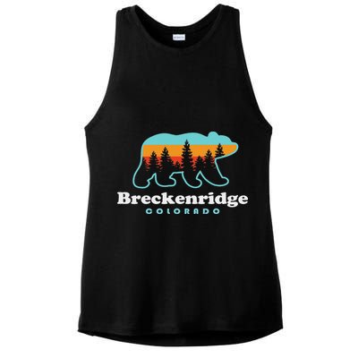 Breckenridge Colorado Bear Mountains Trees Ladies PosiCharge Tri-Blend Wicking Tank