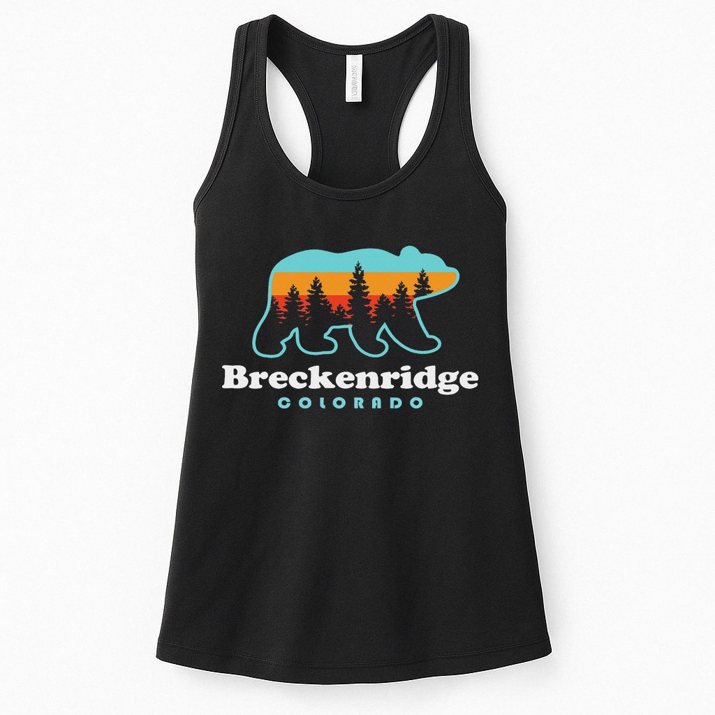 Breckenridge Colorado Bear Mountains Trees Womens Tank Top