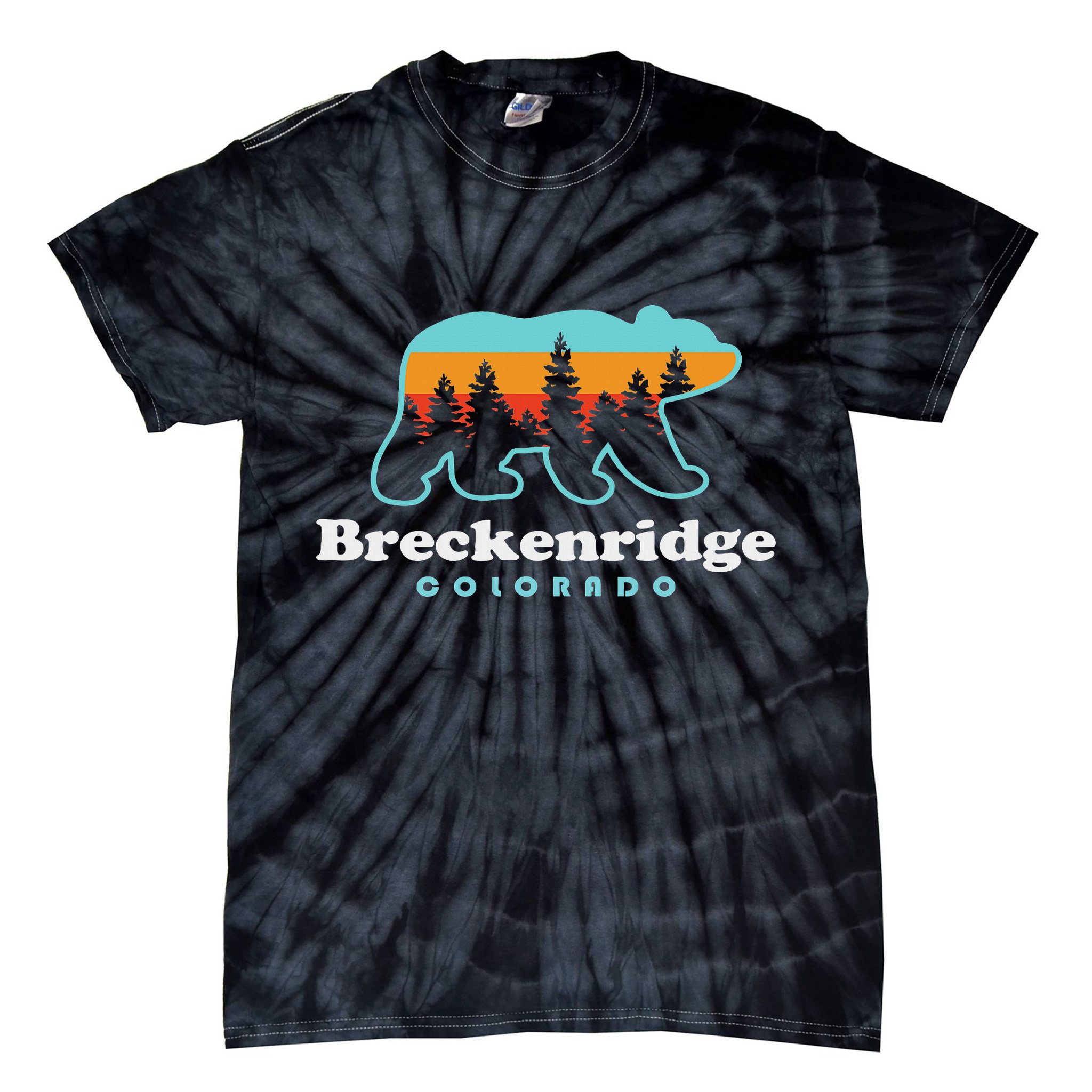 Breckenridge Colorado Bear Mountains Trees Tie-Dye T-Shirt