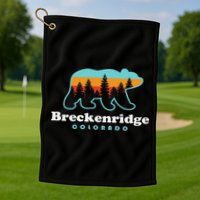 Breckenridge Colorado Bear Mountains Trees Golf Towel
