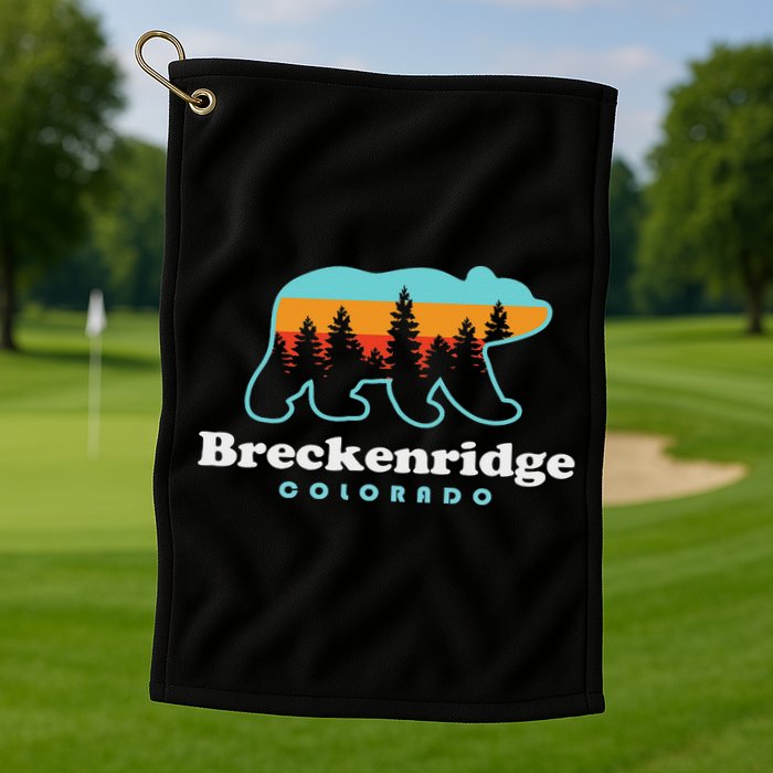 Breckenridge Colorado Bear Mountains Trees Golf Towel