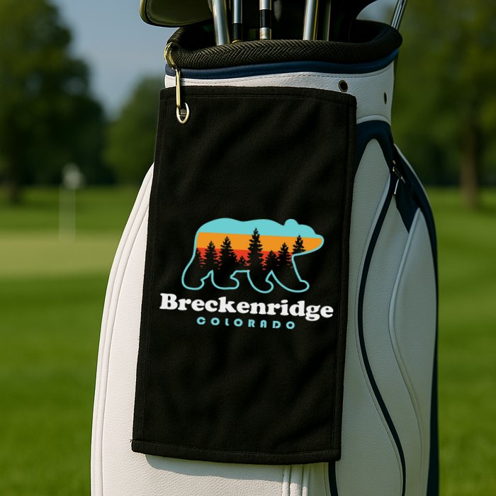 Breckenridge Colorado Bear Mountains Trees Golf Towel