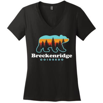 Breckenridge Colorado Bear Mountains Trees Women's V-Neck T-Shirt