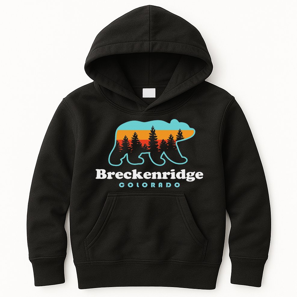 Breckenridge Colorado Bear Mountains Trees Kids Hoodie