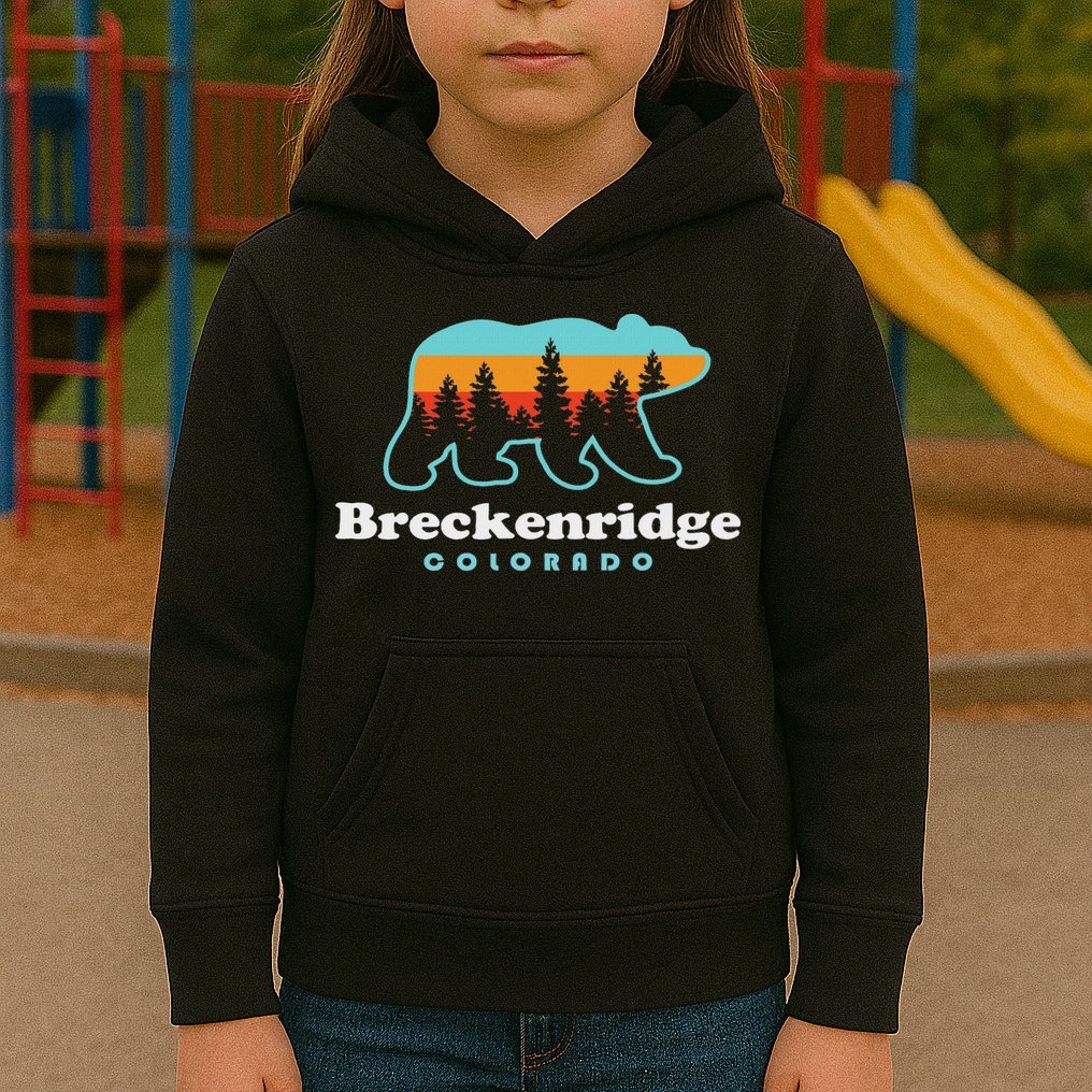 Breckenridge Colorado Bear Mountains Trees Kids Hoodie