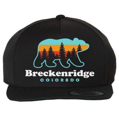 Breckenridge Colorado Bear Mountains Trees Wool Snapback Cap