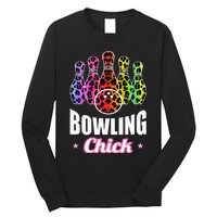 Bowler Chick Bowling Ball Leopard Art Bowling Long Sleeve Shirt