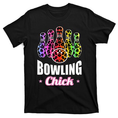 Bowler Chick Bowling Ball Leopard Art Bowling T-Shirt