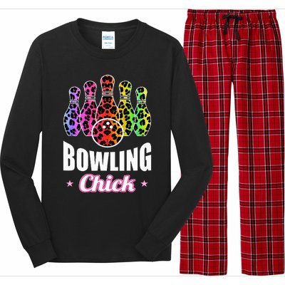 Bowler Chick Bowling Ball Leopard Art Bowling Long Sleeve Pajama Set